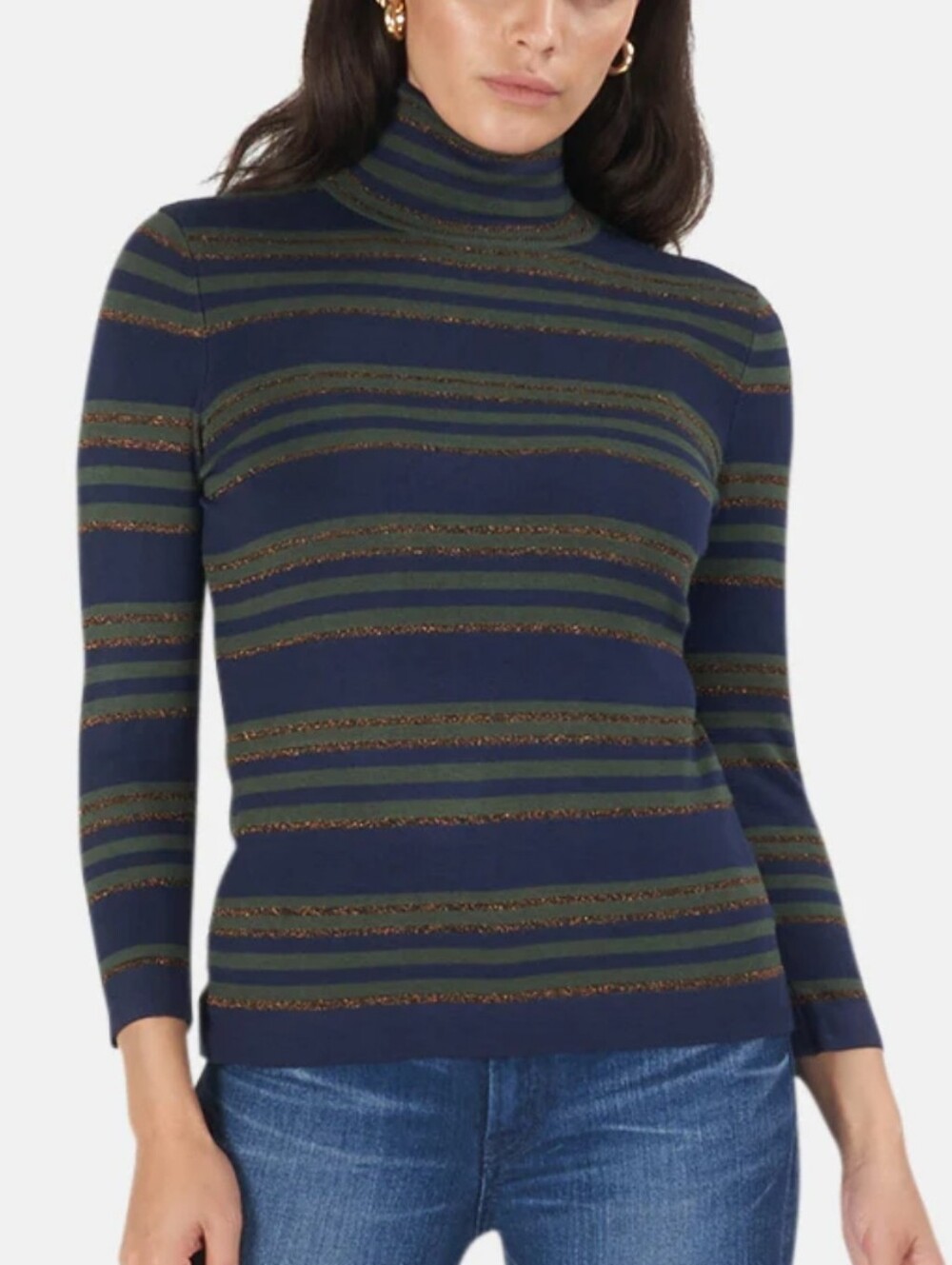 L'Agence Harlee Sweater Olive/Bronze Stripe Size M